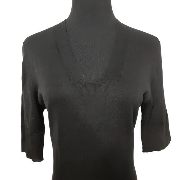Peruvian Connection Pima Cotton Black Stretch Knit Sweater Midi Dress Womens M - Picture 2 of 14